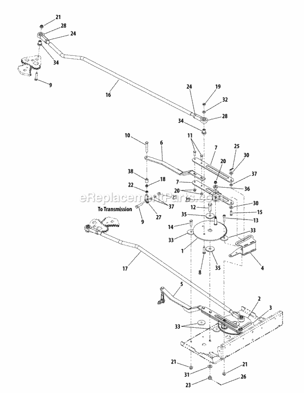 Steering Linkage Diagram and Parts List for FMZ50 17AF4BFP010, 17AF4BFP210, 17AF4BFP009, 17AF4B Cub Cadet Lawn Mower